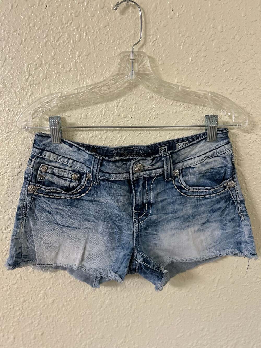 Miss Me Light Blue Distressed Denim Jean Shorts